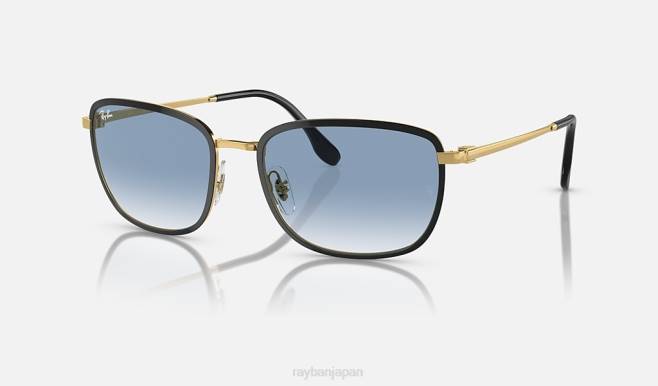 Ray-Ban ゴールド/ブルーにポリッシュブラック 男性 rb3705 サングラス 44RX1541