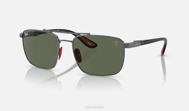 Ray-Ban ポリッシュガンメタル/ダークグリーン 男性 rb3715m スクーデリア フェラーリ コレクション サングラス 44RX1547