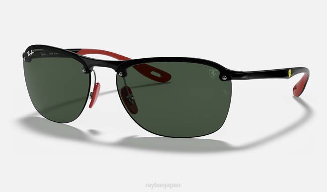 Ray-Ban ポリッシュブラック/グリーン 男性 rb4302mスクーデリアフェラーリコレクション サングラス 44RX1162