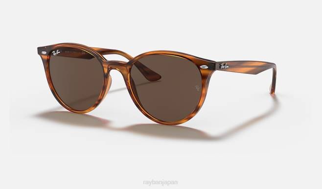 Ray-Ban ポリッシュドストライプレッドハバナ/ダークブラウン 男性 rb4305 サングラス 44RX985