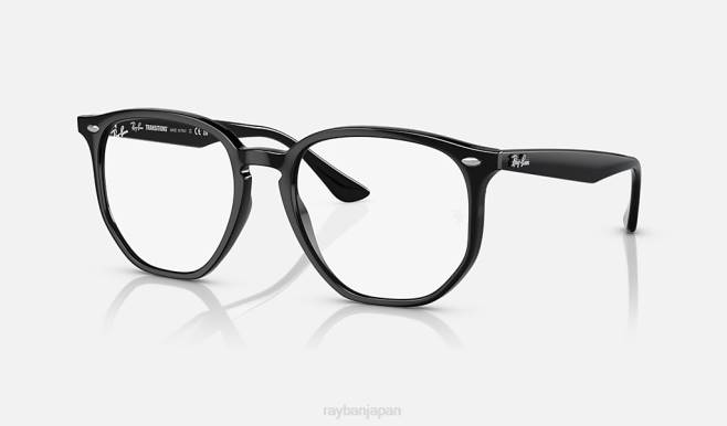 Ray-Ban ポリッシュブラック/クリア/グレー 男性 rb4306 トランジション サングラス 44RX594