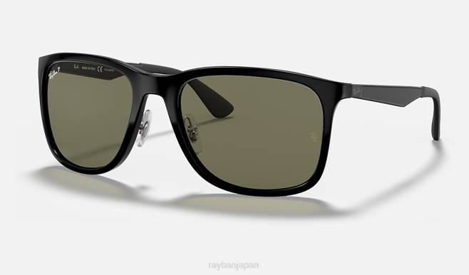 Ray-Ban ポリッシュブラック/グリーン 男性 rb4313 サングラス 44RX824