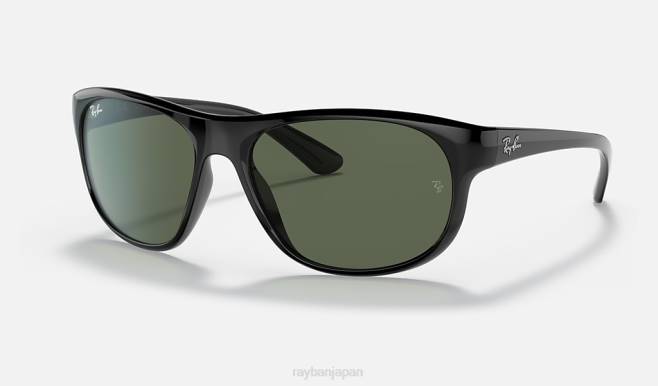 Ray-Ban ポリッシュブラック/グリーン 男性 rb4351 サングラス 44RX1295
