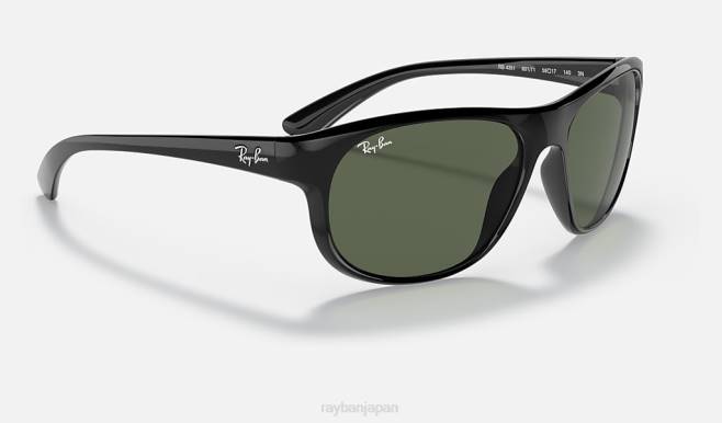 Ray-Ban ポリッシュブラック/グリーン 男性 rb4351 サングラス 44RX1295