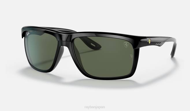 Ray-Ban ポリッシュブラック/グリーン 男性 rb4363m スクーデリア フェラーリ コレクション サングラス 44RX1194