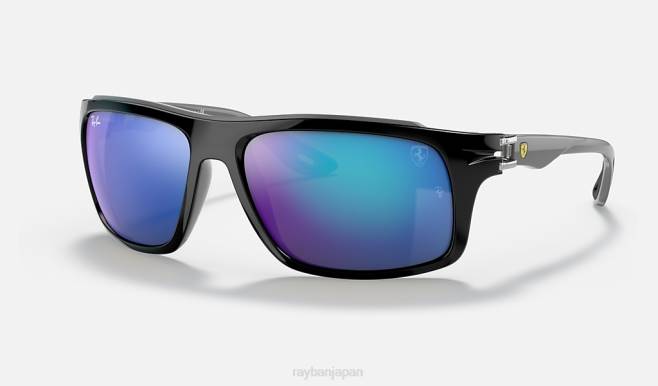 Ray-Ban ポリッシュブラック/ブルー 男性 rb4364m スクーデリア フェラーリ コレクション サングラス 44RX1205