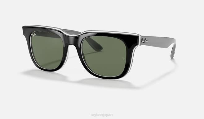 Ray-Ban ポリッシュブラック/グリーン 男性 rb4368 サングラス 44RX1347