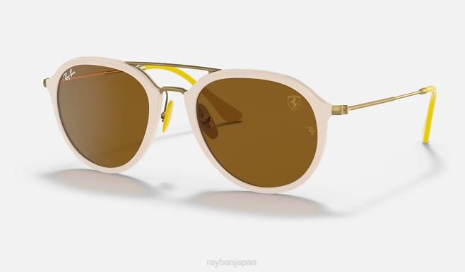 Ray-Ban ポリッシュホワイト/ブラウン 男性 rb4369m スクーデリア フェラーリ コレクション サングラス 44RX1350