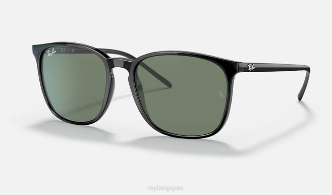 Ray-Ban ポリッシュブラック/グリーン 男性 rb4387 サングラス 44RX727