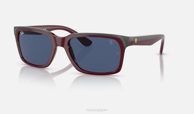 Ray-Ban グレー/ブルーにポリッシュされたダークレッド 男性 rb4393m スクーデリア フェラーリ コレクション サングラス 44RX488