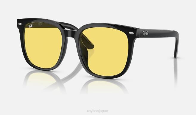 Ray-Ban ポリッシュブラック/イエロー 男性 rb4401d 洗浄済みレンズ サングラス 44RX1080