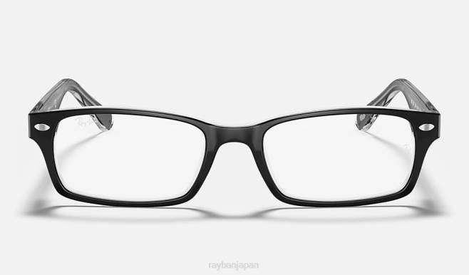Ray-Ban 透明の上に磨かれた黒 男性 rb5206光学系 眼鏡 44RX2250