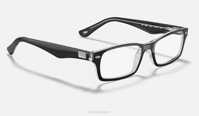 Ray-Ban 透明の上に磨かれた黒 男性 rb5206光学系 眼鏡 44RX2250