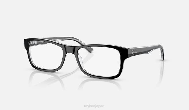 Ray-Ban 透明の上に磨かれた黒 男性 rb5268光学系 眼鏡 44RX2192