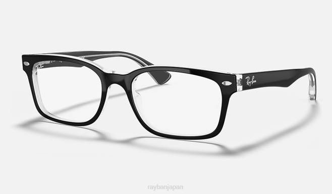 Ray-Ban 透明の上に磨かれた黒 女性 rb5286光学系 眼鏡 44RX2614