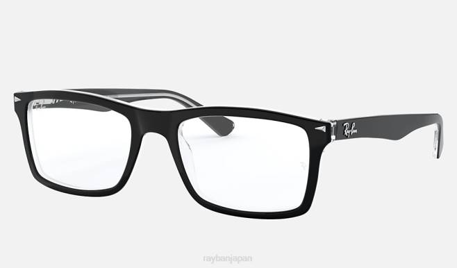 Ray-Ban 透明の上に磨かれた黒 男性 rb5287光学系 眼鏡 44RX2243