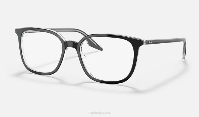 Ray-Ban 透明の上に磨かれた黒 男性 rb5362光学系 眼鏡 44RX2096