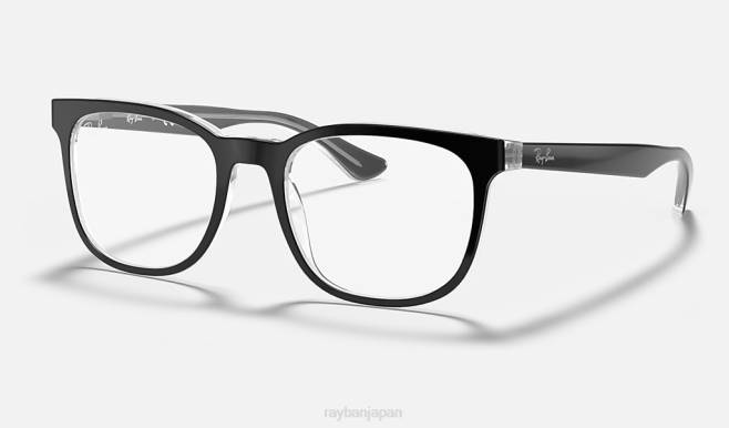 Ray-Ban 透明の上に磨かれた黒 男性 rb5369光学系 眼鏡 44RX2334