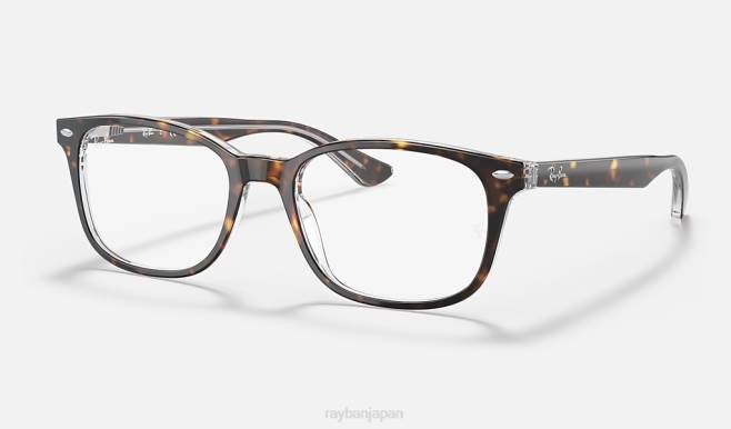 Ray-Ban 透明な磨かれたハバナ 男性 rb5375光学系 眼鏡 44RX2050