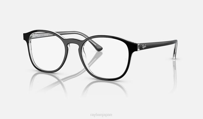 Ray-Ban 透明の上に磨かれた黒 男性 rb5417光学系 眼鏡 44RX1622