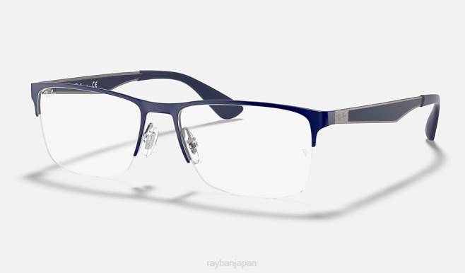 Ray-Ban ガンメタルにポリッシュブルー 男性 rb6335光学系 眼鏡 44RX2229
