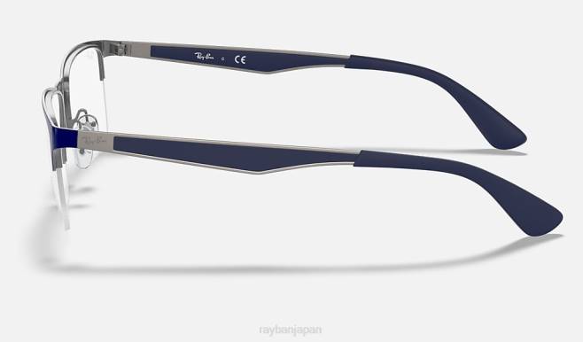 Ray-Ban ガンメタルにポリッシュブルー 男性 rb6335光学系 眼鏡 44RX2229