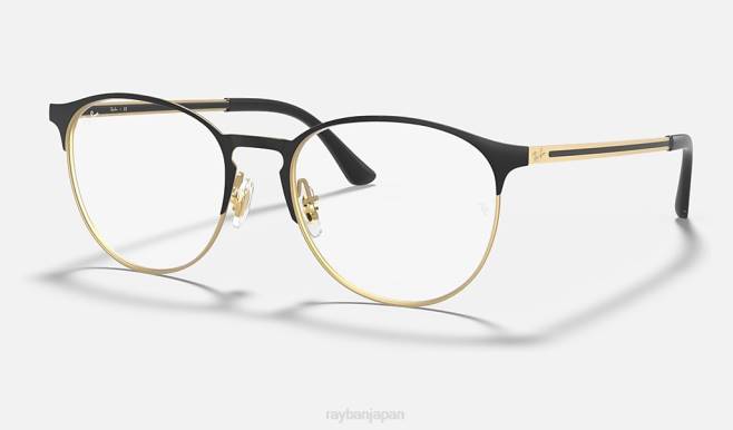 Ray-Ban ゴールドにマットブラック 男性 rb6375光学系 眼鏡 44RX2059