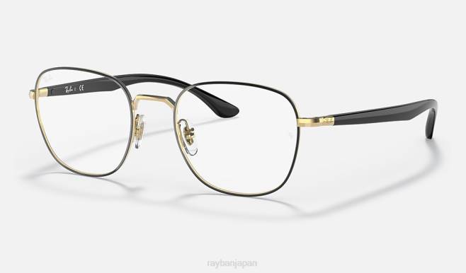 Ray-Ban ゴールドにポリッシュブラック 男性 rb6477光学系 眼鏡 44RX1857