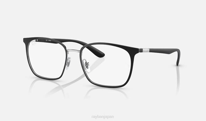 Ray-Ban シルバーにポリッシュブラック 男性 rb6486 光学系 眼鏡 44RX1987