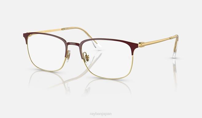 Ray-Ban ゴールドにポリッシュボルドー 男性 rb6494 光学系 眼鏡 44RX1996