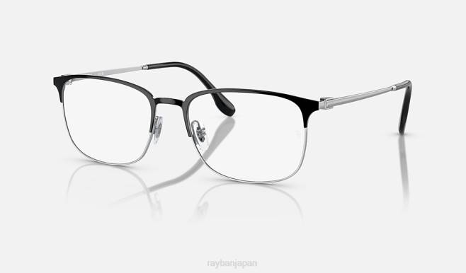 Ray-Ban シルバーにポリッシュブラック 男性 rb6494 光学系 眼鏡 44RX2000