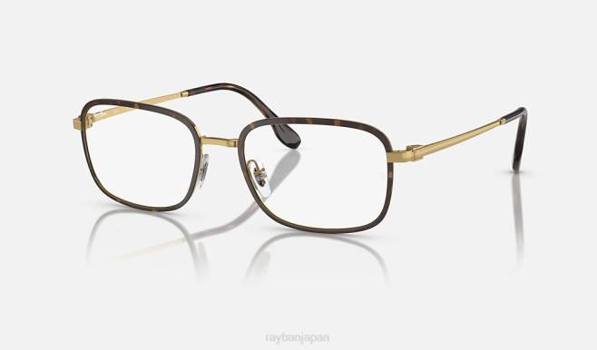 Ray-Ban ゴールドに磨かれたハバナ 男性 rb6495光学系 眼鏡 44RX1718