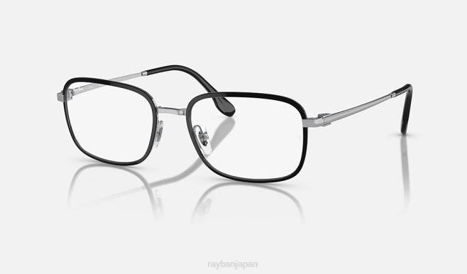 Ray-Ban シルバーにポリッシュブラック 男性 rb6495光学系 眼鏡 44RX1719