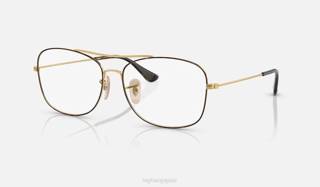 Ray-Ban ゴールドに磨かれたハバナ 男性 rb6499光学系 眼鏡 44RX2221