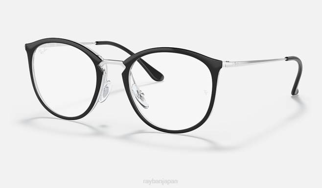 Ray-Ban 透明の上に磨かれた黒 男性 rb7140光学系 眼鏡 44RX1603