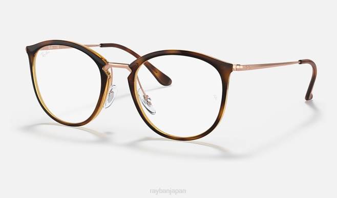 Ray-Ban ポリッシュドストライプハバナ 男性 rb7140光学系 眼鏡 44RX1608