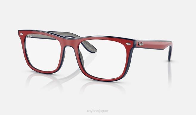 Ray-Ban ポリッシュレッドブルーグレー 男性 rb7209 光学系 サングラス 44RX1745