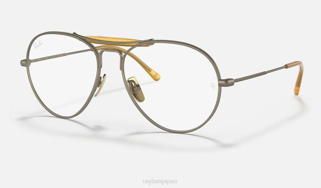 Ray-Ban マットなアンティークゴールド 男性 rb8063 チタン光学 眼鏡 44RX1868