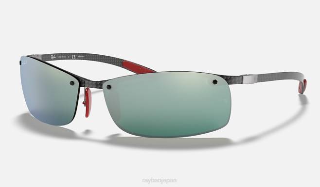 Ray-Ban ポリッシュブラック/シルバー 男性 rb8305m スクーデリア フェラーリ コレクション サングラス 44RX1377