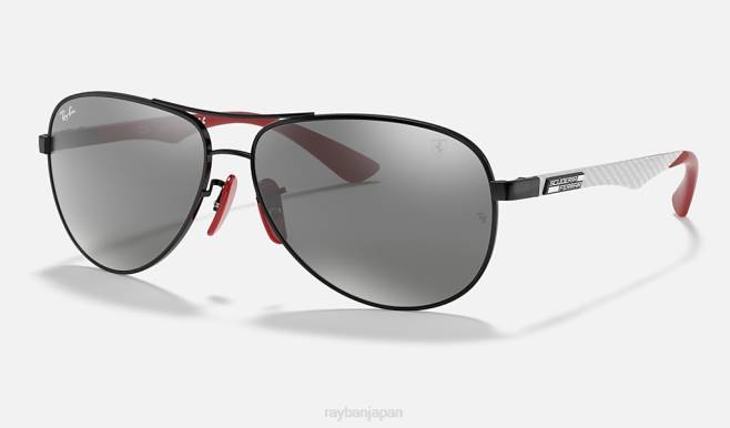 Ray-Ban ポリッシュブラック/グレー 男性 rb8313m スクーデリア フェラーリ コレクション サングラス 44RX959